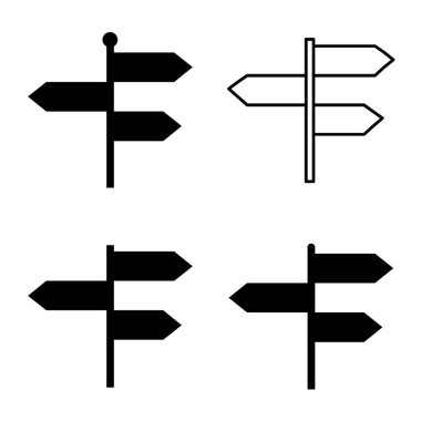 Beyaz arkaplanda izole edilmiş işaret levhası sokak vektör illüstrasyonu, yol ok sembolü koleksiyonu, web işaretçisi .