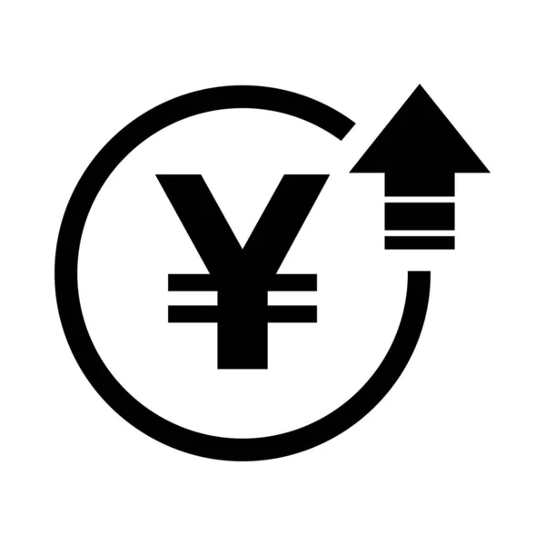 Yen Symbole Élevé Icône Augmentation Des Coûts Croissance Profit Rusticité — Image vectorielle