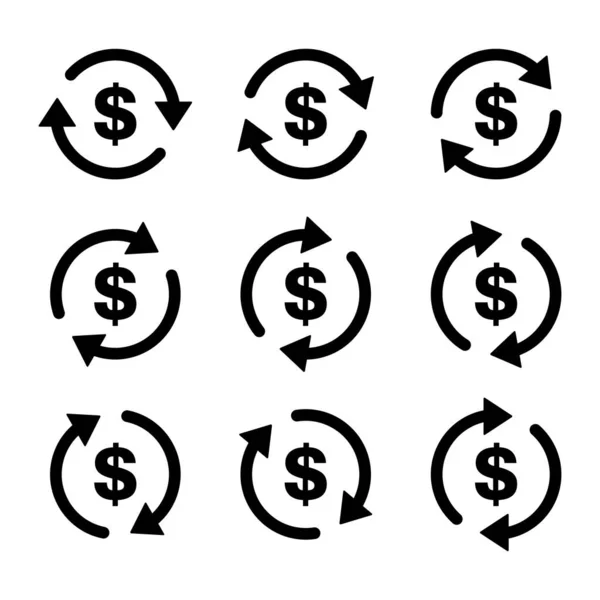 Set Dollar Money Icon Collection Usd Business Sign Market Economy — Stock Vector