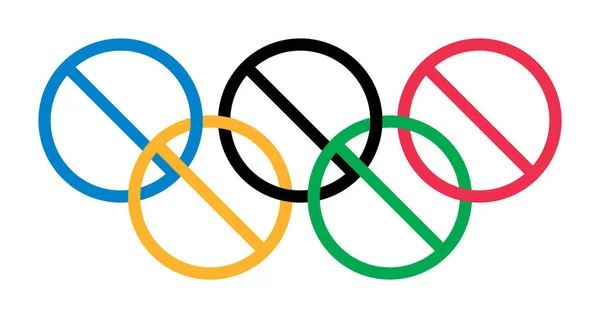 Остановить Олимпийские Игры Запретить Спорт Токио Графический Дизайн Векторные Иллюстрации — стоковый вектор