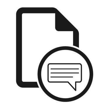 Beyaz arkaplanda mesaj sembolü olan düz dosya simgesi. Belge vektör illüstrasyonu .