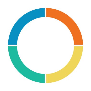 Infographic pasta grafiği. Döngü sunumu diyagramı 4 bölüm. Beyaz arkaplanda izole edilmiş vektör .