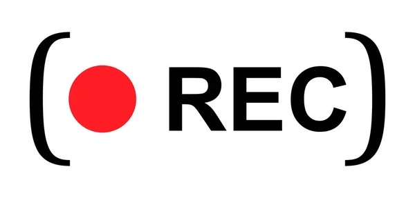 Kayıt Işareti Düğmesi Kırmızı Uygulama Paneli Rec Vektör Sembolü Beyaz — Stok Vektör