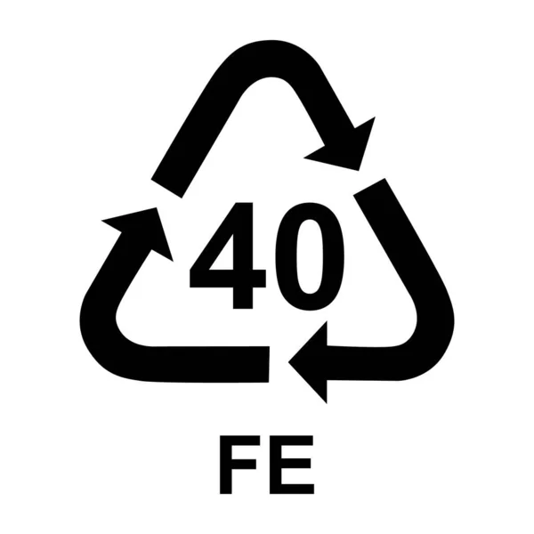 Metal sembolü, ekoloji geri dönüşüm işareti beyaz arka planda izole edilmiş. Paket atığı simgesi .