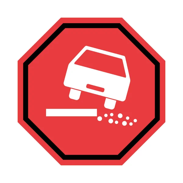 道路危険車のアイコン 交通通りの注意標識 道路標識ベクトル図 警告車 — ストックベクタ