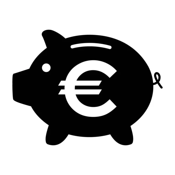 Icône Plate Tirelire Vecteur Signe Avec Symbole Web Euro Revenu — Image vectorielle