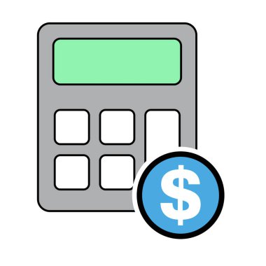 Hesap makinesi simgesi, matematik web düğmesi vektör illüstrasyonu. İnternet sitesi finans teknolojisi tasarımı .