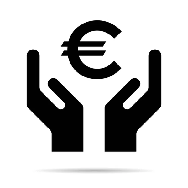 Icono Esperanza Mano Humana Con Símbolo Del Euro Ayuda Protección — Archivo Imágenes Vectoriales