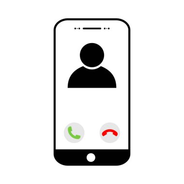 Kullanıcı çağrısı simgesi, uyumsuz telefon, model dijital mobil, düz tasarım vektör çizimi .