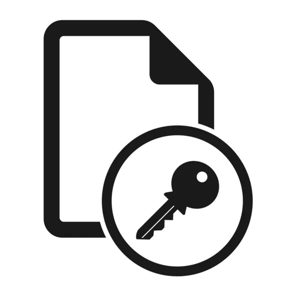 File Flat Icon Mit Schlüssel Isoliert Auf Weißem Hintergrund Lösung — Stockvektor