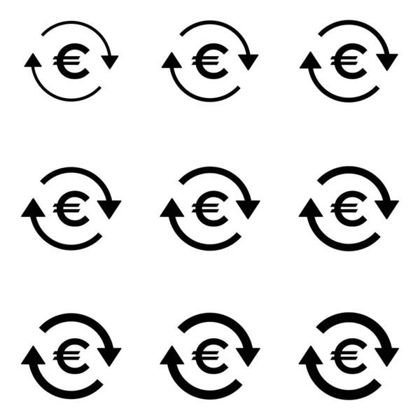 Set Euro Money Icon Collection Business Sign Market Economy Vector — Stock Vector