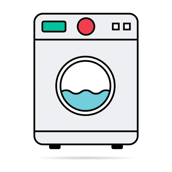 Washing Machine Equipment Shadow Electric Washer Laundry Icon Wash Symbol — Stock Vector