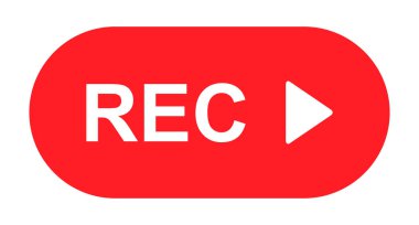 Kayıt işareti düğmesi, kırmızı uygulama paneli, rec, vektör sembolü beyaz arkaplanda izole edildi .