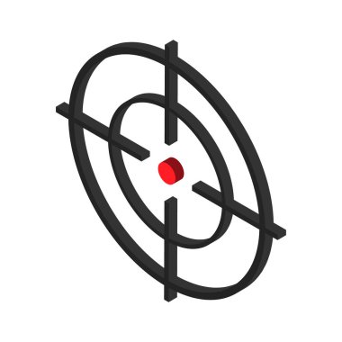 Görüş açısı vektör ikonu izometrik. Web tasarımı için Crosshair sembolünün modern hedef çizimi. Çapraz işaret noktası