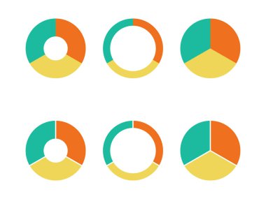 Infographic pasta çizelgesi. Koleksiyon 3 bölümünün döngüsel sunum diargamı. Beyaz arkaplanda izole edilmiş vektör .