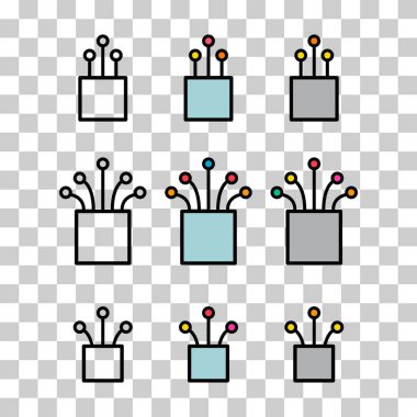 Optik kablo simgesi seti, teknoloji bilgi web ağı, dijital vektör illüstrasyonu .