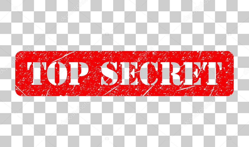 Top secret stamp symbol, label sticker sign button, text banner vector illustration .
