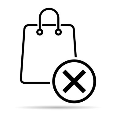 Alışveriş poşeti çizgisi gölge simgesi, süpermarket kağıdı plastik paket işareti, eco mağaza vektörü .