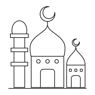 İslami cami simgesi, Arap inanç kültürü tasarımı, düz ağ izole edilmiş vektör illüstrasyonu .