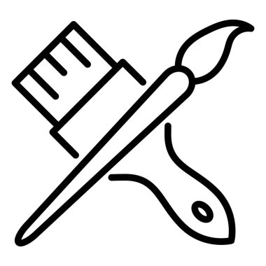 Boya fırçası simgesi, ekipman ressamı aracı düz web sembolü, boya fırçası çizimi .