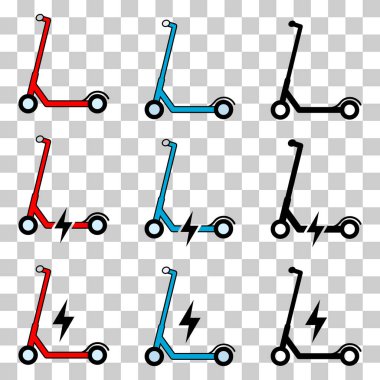 Elektrikli scooter simgesi, düz çevre dostu ulaşım, araç vektör çizimi .