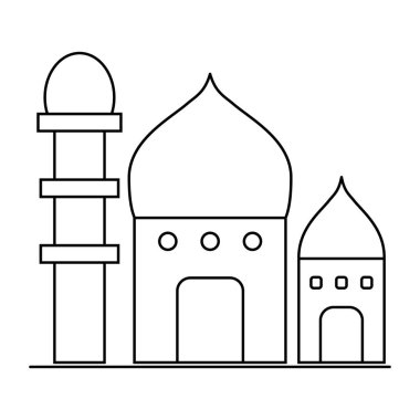 İslami cami simgesi, Arap inanç kültürü tasarımı, düz ağ izole edilmiş vektör illüstrasyonu .