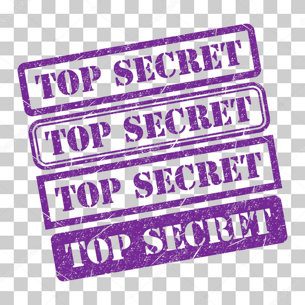 Set of Top secret stamp symbol, label sticker sign button, text banner vector illustration .