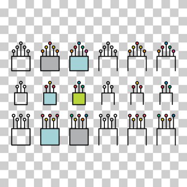 Optik kablo simgesi seti, teknoloji bilgi web ağı, dijital vektör illüstrasyonu .