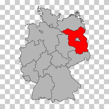 Brandenburg 'un Almanya harita simgesi, coğrafi boşluk konsepti, izole edilmiş grafik arkaplan çizimi .