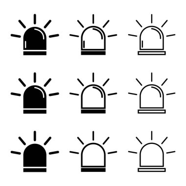 Siren yangın alarmı işareti, tehlike işareti, ambulans uyarı vektör illüstrasyonu .