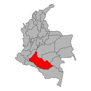 Kolombiya haritası şekli Caqueta, seyahat web düz konsept vektör çizimi .