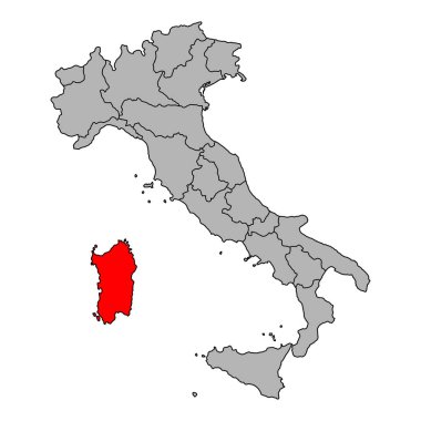 İtalya Sardunya sembolü haritası, seyahat web düz konsept web vektör resimleme .