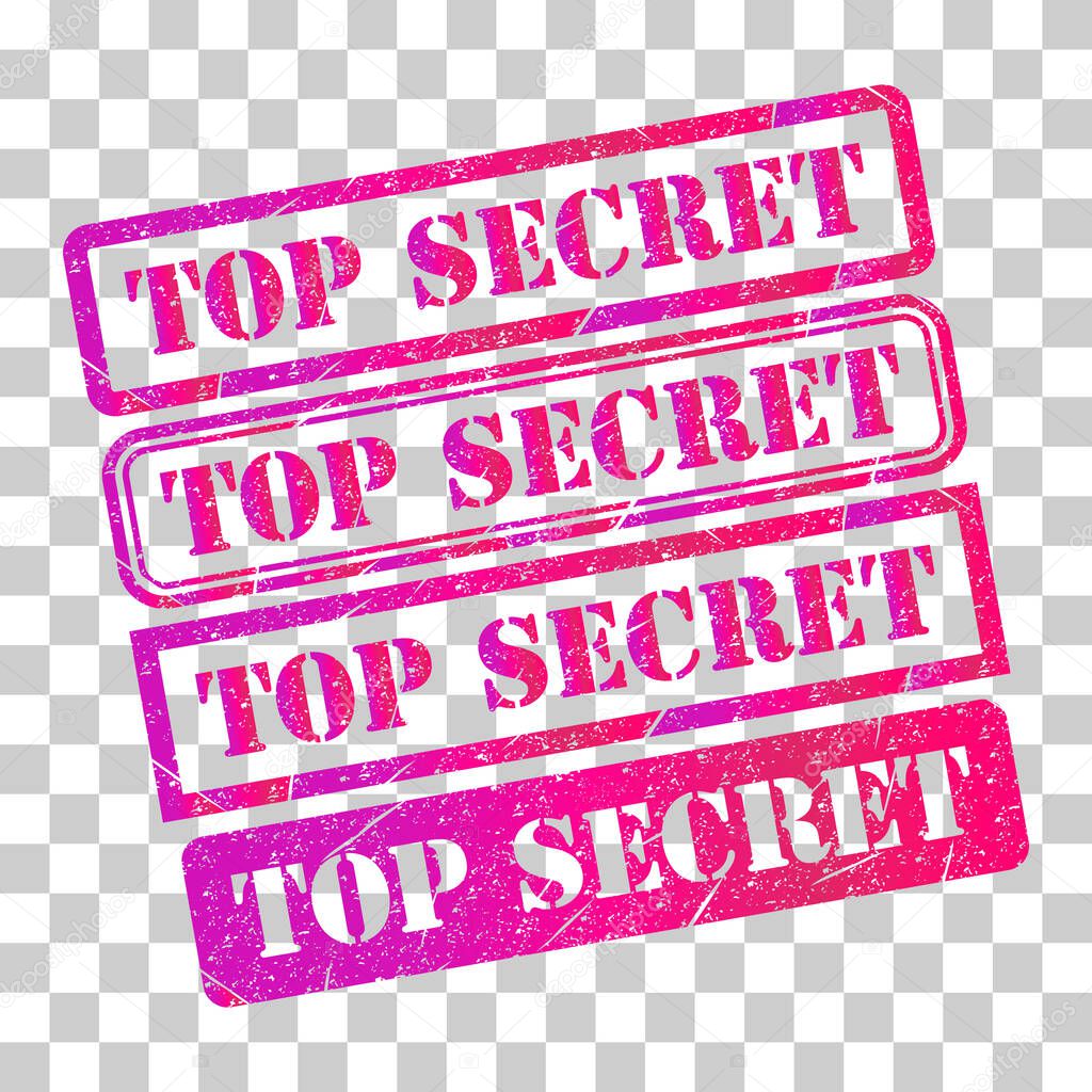 Set of Top secret stamp symbol, label sticker sign button, text banner vector illustration .