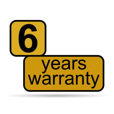 Altı yıl gölge ikonu, rozet mührü garantisi müşteri imzası, pul vektör illüstrasyonu .