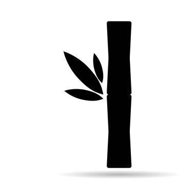 Bambu yaprağı gölge ikonu, doğa tropikal sembol tasarımı, web işaret çizimi çizimi .
