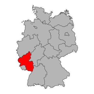 Almanya haritası simgesi Rhineland-Palatinate, coğrafi boşluk konsepti, izole grafik arkaplan çizimi .