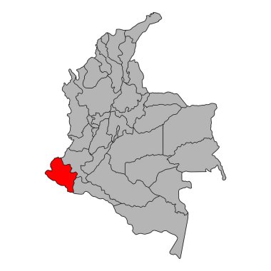 Kolombiya haritası şekilli Narino, seyahat ağı düz konsept vektör çizimi .