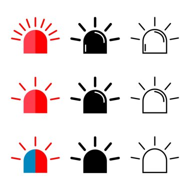 Siren yangın alarmı işareti, tehlike işareti, ambulans uyarı vektör illüstrasyonu .