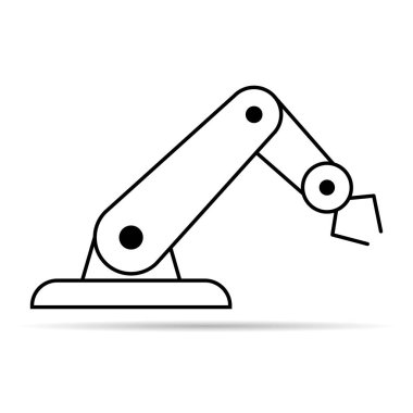 Mekanik robot kol makinesi gölge ikonu, teknoloji hidrolik robot el, vektör illüstrasyonu .
