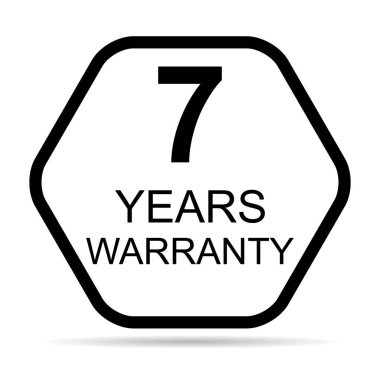 Yedi yıl gölge ikonu, rozet mühürü garantisi müşteri belgesi, pul vektör illüstrasyonu .