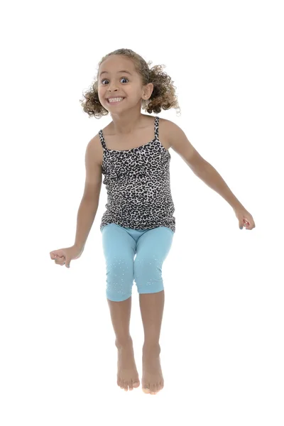 Active Young Girl Jumping With Joy — Stock Photo, Image