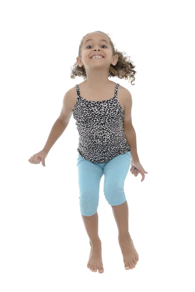 Young Active Joyful Girl Jumping With Joy — Stock Photo, Image