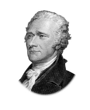 Alexander Hamilton 'un portresi Beyaz Arkaplanda tecrit edildi