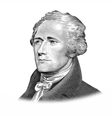 Alexander Hamilton Portresi Beyaz Arkaplanda İzole Edildi