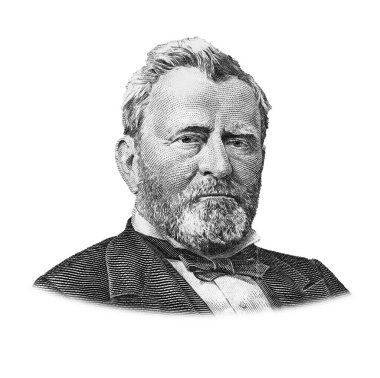 Ulysses S. Grant Beyaz Arkaplanda İzole Edilmiş Portre