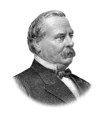 Grover Cleveland Portresi Beyaz Arkaplanda İzole Edildi
