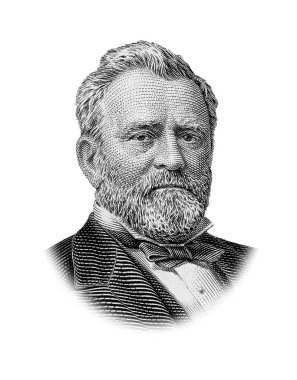 Ulysses S. Grant Beyaz Arkaplanda İzole Edilmiş Portre