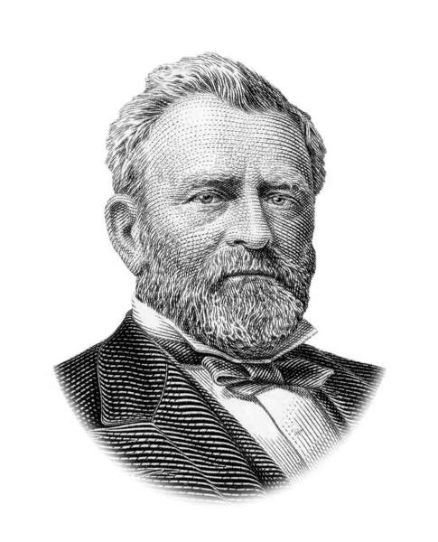 Ulysses Grant Portret Geïsoleerd Witte Achtergrond — Stockfoto