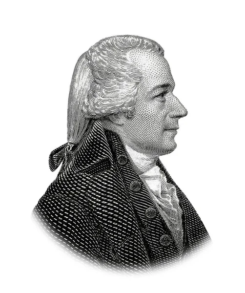 Porträtt Usa President Alexander Hamilton Isolerad Vit Bakgrund — Stockfoto