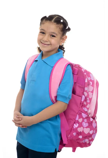 Escuela chica con mochila — Foto de Stock